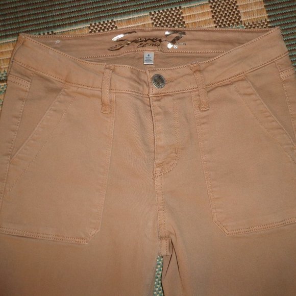 NWOT Seven 7 Pants Size 4 Honey Brown Skinny Leg Zip/Button Closure - Picture 1 of 14